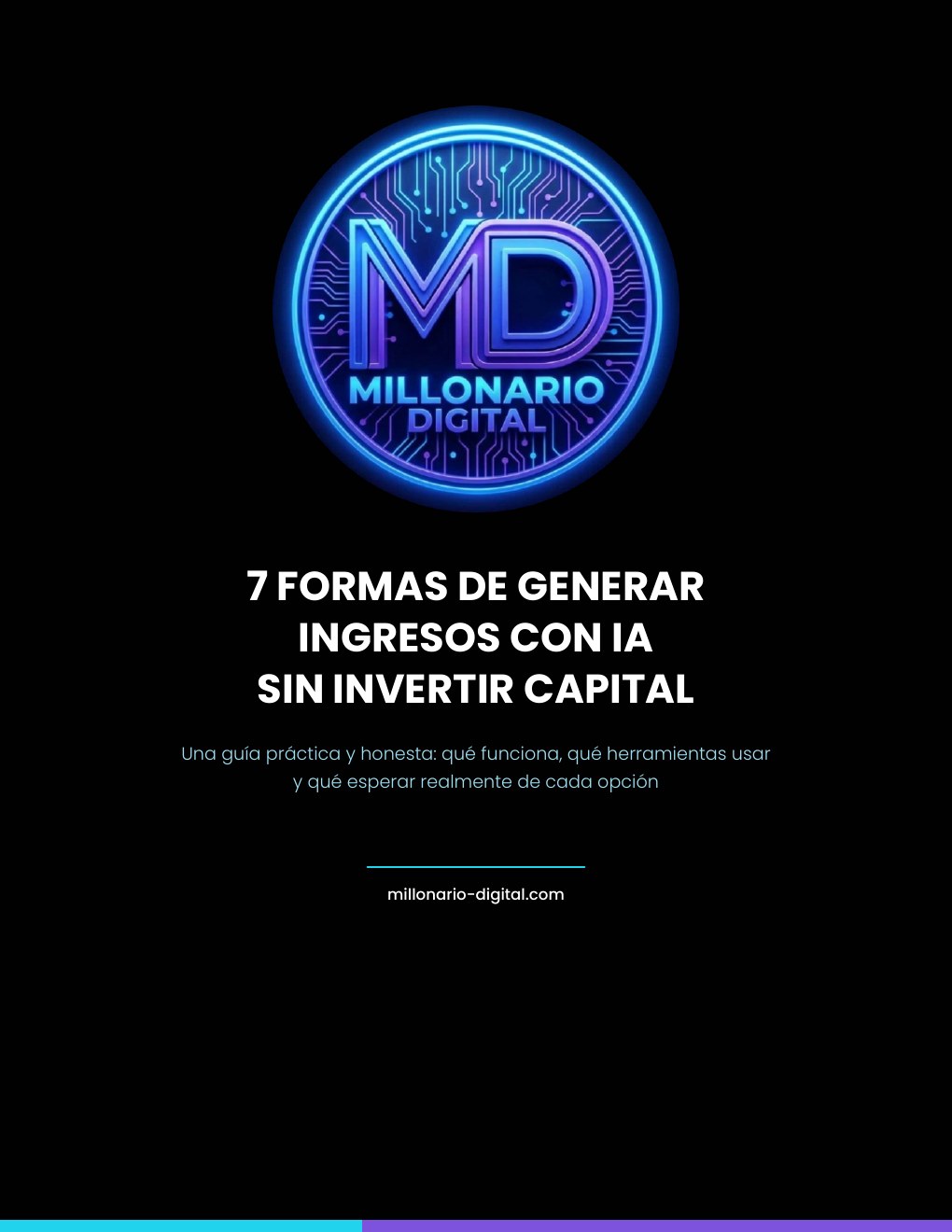 Portada de la guía: 7 formas de generar ingresos con IA sin invertir capital